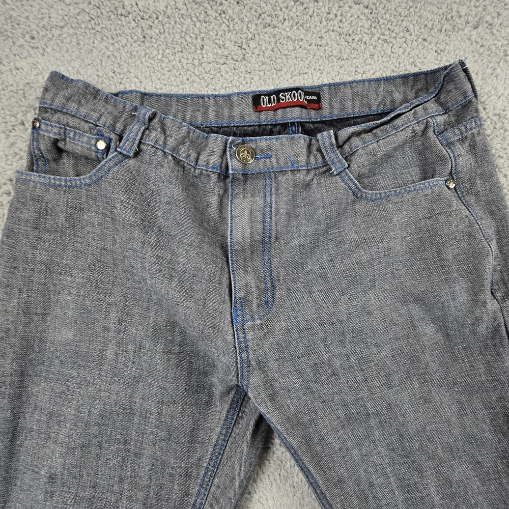 Old Skool‎ Denim Jeans Black Medium Wash Mens 36X30 Hip Hop Baggy